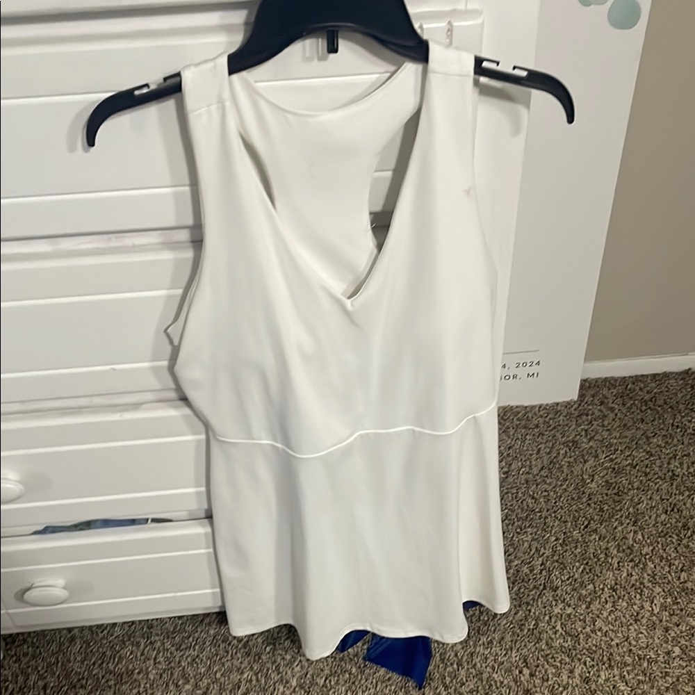 Fabletics White Fitted Sleeveless Midi Dress